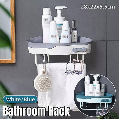 Étagère d'angle de douche pour salle de bain, porte-savon et shampoing, organisateur de rangement blanc (1/4)