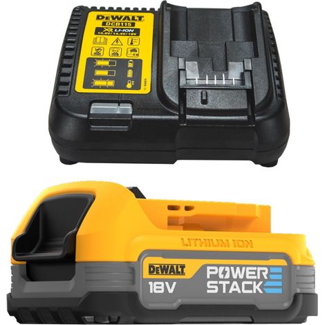 DeWalt 18v Compact Powerstack Battery & Charger Starter Set DCB115 + DCBP034