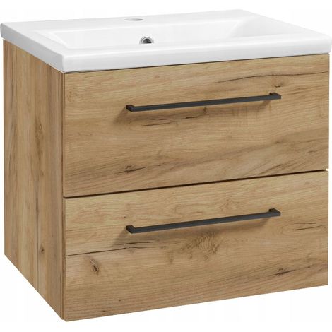 STAMAR Badezimmermöbelset - 50 x 40 cm - Eiche Craft Gold - Modernes Design - Softclose System