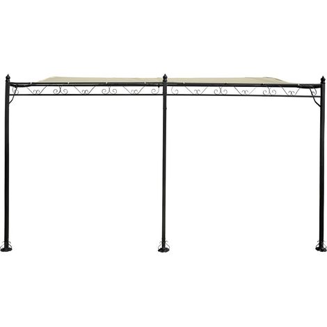 Pergola Laube angelehnt aus Metall - 3 x 4 m - Beige