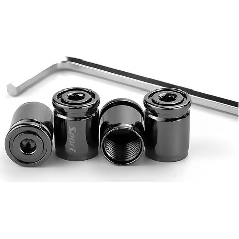 4 Pièces Capuchon de Valve Auto, Bouchons de Valve Antivol, Bouchons Valve Bouchon Pneu Voiture avec Clé, Universel Rechange pour Voitures, VUS, Camions, Motos, Pratique Durable(Noir) (1/5)