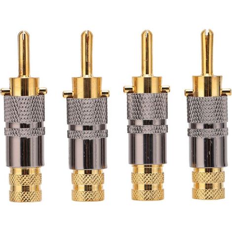 4 fiches banane Divers accessoire de portail, plaquées or 24 carats, diamètre max 8,7 mm, pour câbles enceintes Hi-Fi (1/5)