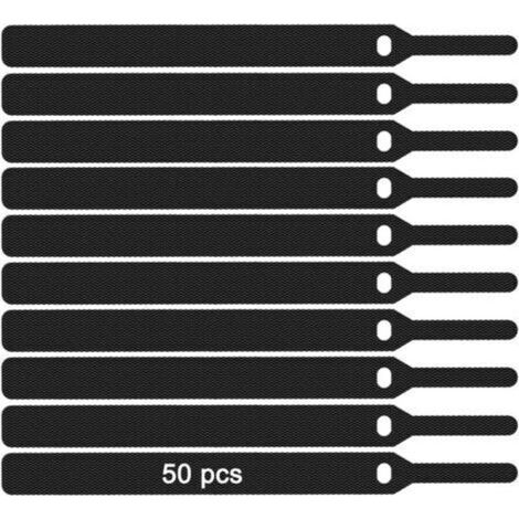 Packung mit 50 Kabelbindern, Kabelklemmen, wiederverwendbar, verstellbar, schwarz, 10 mm x 120 mm