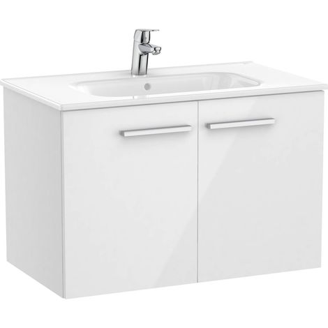 Pack Unik mueble base con puertas + lavabo VICTORIA - ROCA Color: Blanco brillo