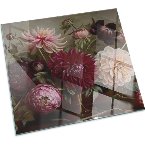 Kaminbodenplatte Funkenschutzplatte Für Kaminofen Glasplatte für Kamin Feuerfeste Blumenstrauß im Detail Quadratisch 60x60 cm