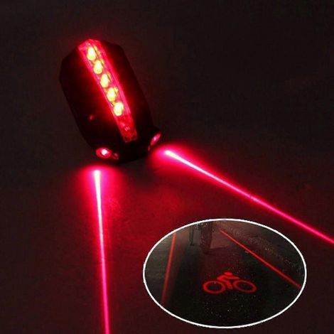 Feu arrière de vélo ultra lumineux rouge, ligne de signalisation au sol, éclairage laser LED rouge haute intensité pour vélo de route et de montagne (1/4)