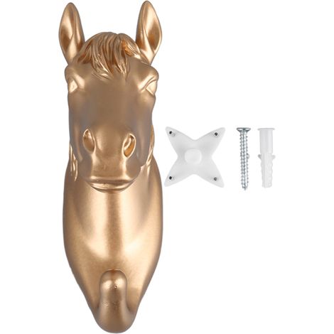 Gancio da parete in resina a forma di animale, cavallo dorato