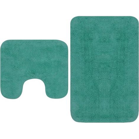 Ensemble de deux tapis de bain, en tissu turquoise (1/5)
