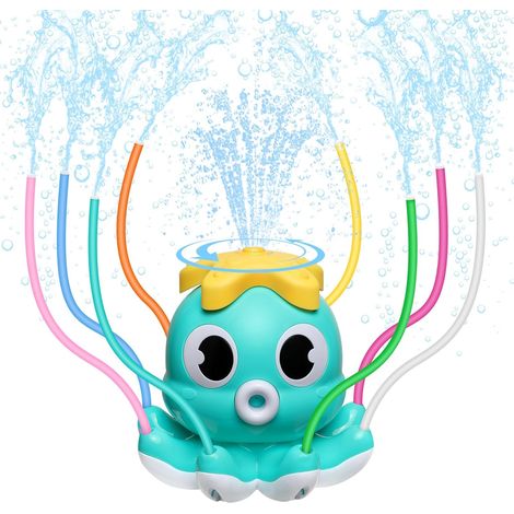 Arroseur pieuvre pour enfants jouet deau exterieur avec huit tuyaux oscillants et deux colliers de serrage pour piscine été (1/5)