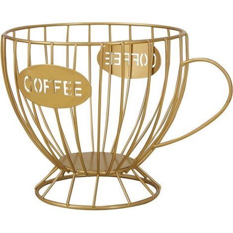 Cesta de frutas, Frutero, Cesta de frutas con forma de taza de café, Cesta para cápsulas de café, cocinas, oficinas y cafeterías, Dorado (1/5)