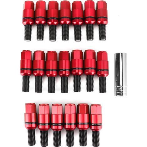 Boulons de roue en alliage d'aluminium M14x1, 5mm, 20 pièces, tige de vis renforcée adaptée pour 718 Boxster (982)/911 CarreraRed