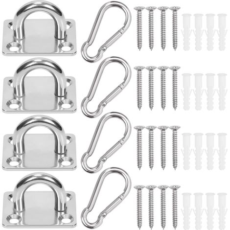 Lot de 40 Crochets Plafond M8 - Acier Inoxydable 304 - Vis et Chevilles Incluses - Charge Max 100kg - Intérieur Extérieur Jardin Garage - Argenté (1/5)