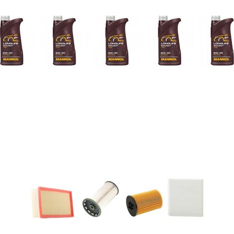 Kit tagliando 4 FILTRI e 5L OLIO compatibile con Audi A3 (8V1,8VK) 1.6 tdi 30 Tdi 85kw dal 2017 (1/5)