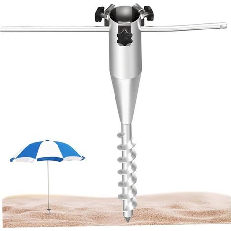 Anclaje espiral para sombrilla de playa (20 pulgadas) - Soporte ajustable para sombrilla - Anclaje portátil para playa (1/2)