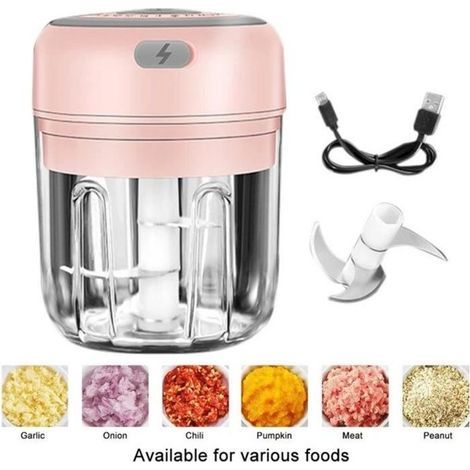 Mini hachoir électrique - Marque - Modèle - 30 W - 250ml - Rose-Ywey