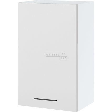 Meuble haut de cuisine Lovia Blanc Mat 1 porte L 45 cm - Porte avec poignée apparente White (1/2)