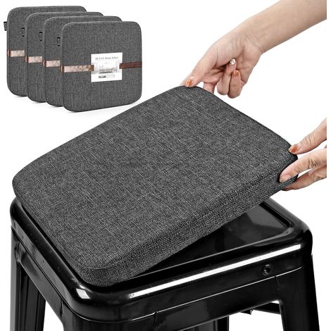 Coussins magnétiques pour tabouret de bar en tissu tissé agréables Ensemble de 4, coussins de siège antidérapants respirants améliorés pour tabourets métalliques empilables pour café, bistro (1/5)