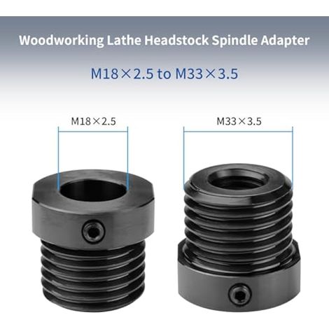 Adaptateur de broche pour tour à bois, conversion de filetage M18 x 2,5 vers M33 x 3,5, adaptateur d'insert de mandrin, accessoires pour outils de tournage (1/3)