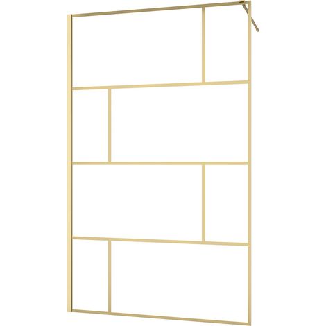 Marwell Walk In Dusche Bricks Gold 120x195 cm - Duschwand aus 5mm Einscheibensicherheitsglas - Duschabtrennung mit goldenen Siebdruck und hochwertigen Aluminiumwandprofil (1/4)