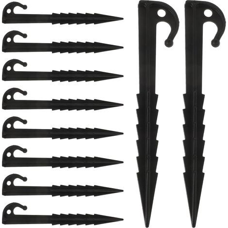 Lot de 10 piquets de tente en plastique, fixations résistantes au vent, adaptés aux tentes et aux abris de camping, piquets d'extérieur polyvalents, adaptés à la randonnée et aux activités de jardinag (1/5)