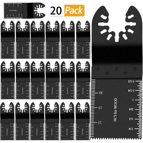 20Pcs 34mmLames de scie oscillantes, multitool universel bois / métal / plastique professionnel, lames de scie à dégagement rapide pour Outils multifonctionnels lames de mélange scie plongeante (1/4)