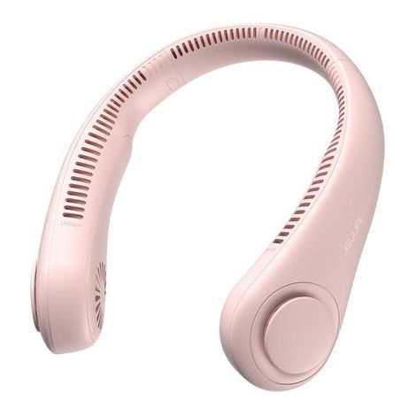Ventilateur cou sans pales 4000 mAh, 5 vitesses portable mains libres silencieux rose