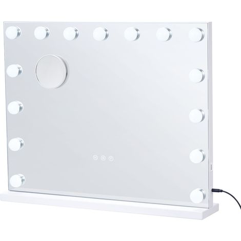 Hollywood-Schminkspiegel mit USB-Beleuchtung, zur Wand- oder Tischmontage, 58 x 46 cm (1/5)
