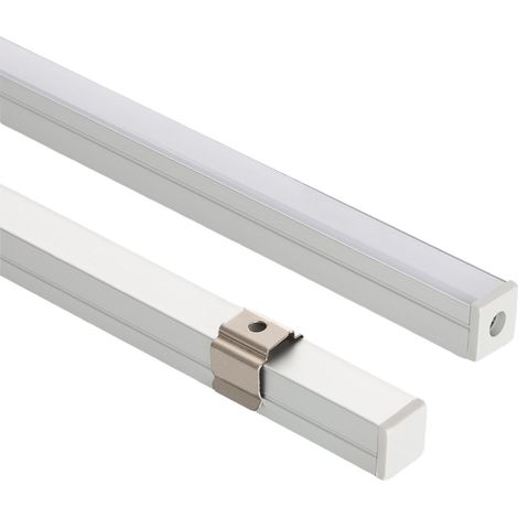 Perfil Aluminio Superficie para Tira LED hasta 8 mm con Tapa Continua Aluminio 2 m Blanco traslúcido (1/5)