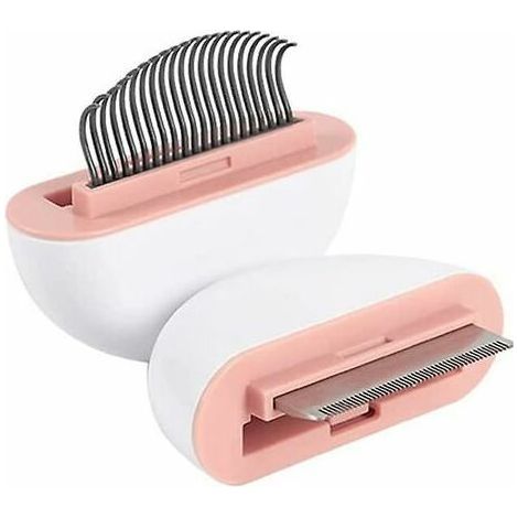 Artículos para mascotas, peine de acero inoxidable para desenredar el pelo, peine para abrir nudos, apto para gatos y perros (rosa) (1/5)