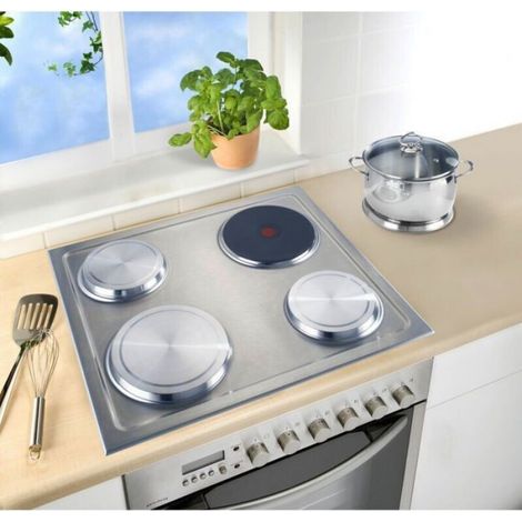 Cache Plaque De Cuisiniere - Acier Inoxydable - Pour Plaques Electriques - Diametre 16 Cm Et 20 Cm - Lot De 4 (1/4)