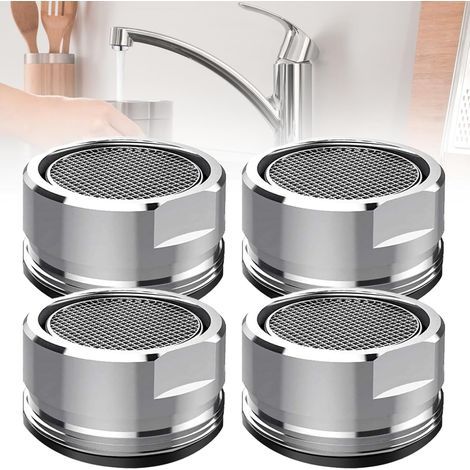 Lot de 4 aérateurs de robinetterie pour lavabo, buse d'aération, cartouche mélangeuse, filtre de robinet, M24, pour robinets, pour robinets de cuisine et de salle de bain-Muntra (1/5)
