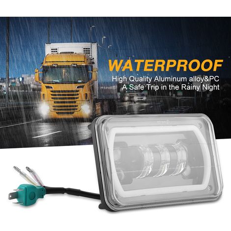 4x6 Zoll quadratischer LED-Scheinwerfer mit weißem Halo, Fern-/Abblendlicht für Ford Mustang (1/5)
