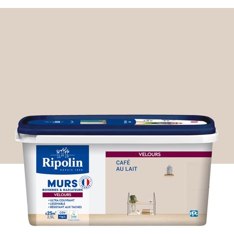 Ripolin – Peinture intérieure velours ultra couvrante 2,5L – Couleur café au lait – Pour murs, boiseries et radiateurs – Fabrication française (1/5)