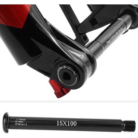 Fourche avant vélo avec moyeu à barillet, axe 100x15mm compatible FOX SC32/34/36 et levier (1/4)