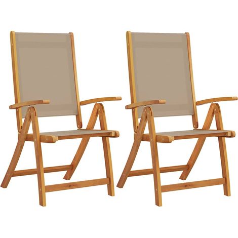 Lot de 2 Chaises pliables de jardin,Chaise d'extérieur bois d'acacia et textilène CFW7314209 (1/5)