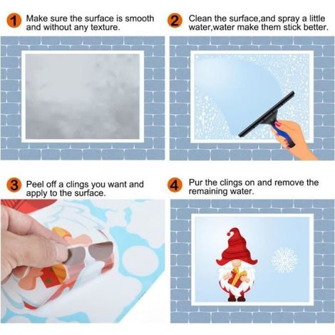 Stickers Noël - Autocollants Fenêtre PVC Double Face - 8 Feuilles - 20 x 30 cm (1/3)