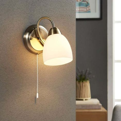 [NEUWERTIG] B-Ware Lindby Wandleuchte Mael LED Wandlampe altmessing Zugschalter 20cm Höhe 14cm (1/2)