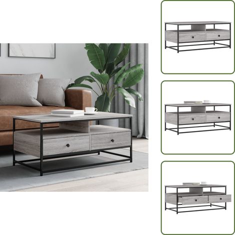 Stauraum Couchtisch - vidaXL Couchtisch Grau Sonoma 100x51x45 cm Holzwerkstoff - Couchtisch mit Schubladen (1/5)