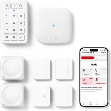 Sécurité pour la Maison, Alarme sans Fil et Application pour Alertes en Temps Réel, Station de Base, Capteurs de Porte, Détecteurs de Mouvement, Clavier, AS08 (1/5)