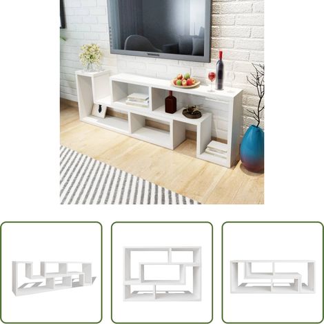 TV-Schrank - Fernsehschrank doppelt L-förmig Weiß (1/5)
