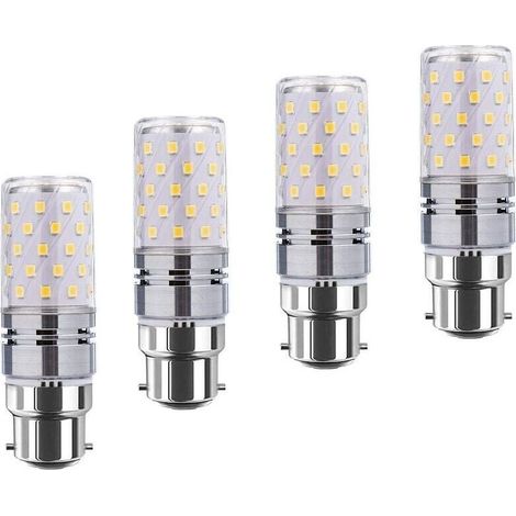 LED B22 de maïs Bulbs12W, 100W Incandescent équivalent, 1200lm, blanc chaud 3000K ampoules Chandelier, Bougie décorative Culot B22, lampe LED non graduables, Pack 4 [Classe énergétique A+] (1/5)