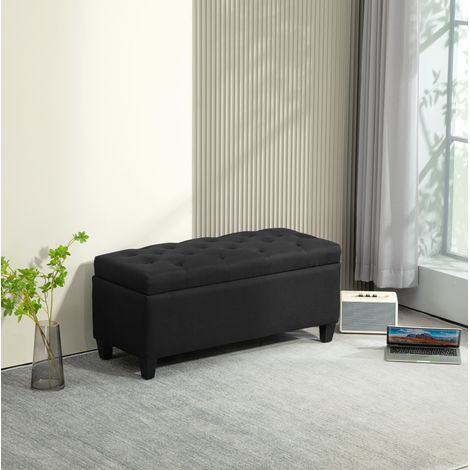 Banc coffre 100x40x44 cm noir – assise capitonnée avec rangement intégré (1/5)
