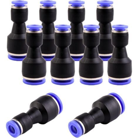 10 - Réducteur Pneumatique - Raccord Rapide - Conversion 10mm à 6mm Pour Air Et Eau - Plastique Résistant - Noir Et Bleu - 10x6mm (1/5)