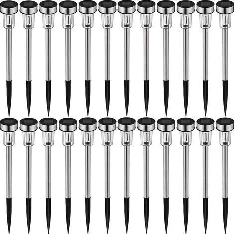 Lot de 24 lampes solaires LED acier inoxydable allumage automatique