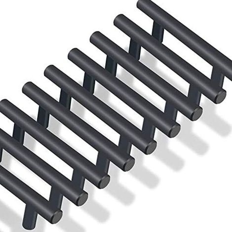 Lot de 10 Poignées en T de Cuisine Noires 64mm Entraxe, Design Moderne pour Tiroirs et Placards de Cuisine (1/4)