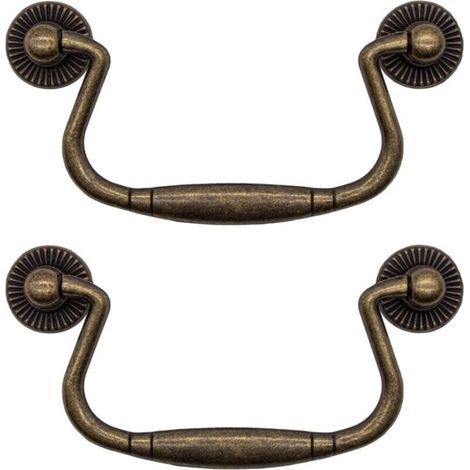 Laiton antique - Lot de 2 poignées de tiroir pliantes en fer pour portes d'armoires, commodes, cuisines, buffets, etc 8148mm (1/4)