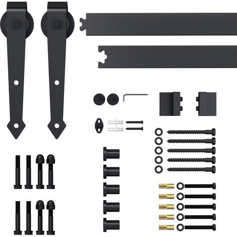 Kit per Porta Scorrevole Rustico con Binario 200 cm in Acciaio Nero