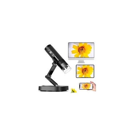 50X 1000X Microscope Numérique sans Fil USB, Microscopes Portatif à Main WiFi Microscope Électronique de Poche Éclairé par LED avec Caméra 1080P Support Réglable pour Enfants Adultes (1/5)