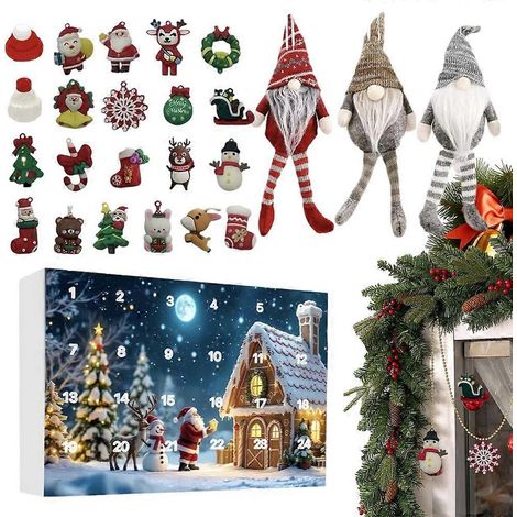 Calendrier de l'Avent Gnome de 24 jours, jouet festif pour enfants (garçons et filles), idéal pour les fêtes et les activités à la maison. (1/5)