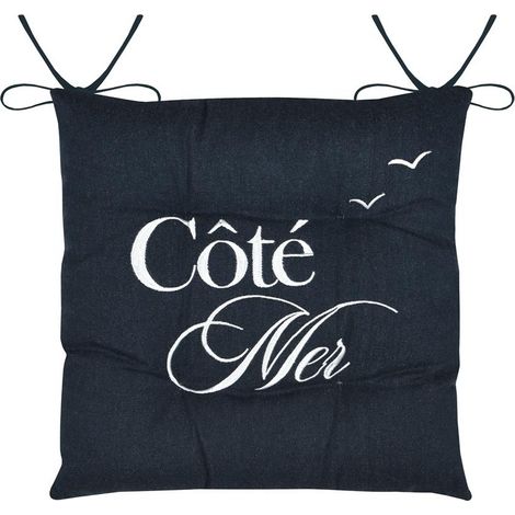 Galette de chaise marine 38x38 cm Côté Mer